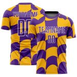 Personalized Purple Gold-White Plaid Sublimation Soccer Uniform Jersey Team Custom Name and Number