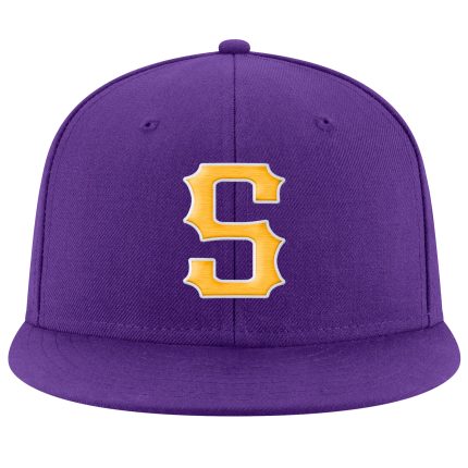 Personalized Purple Gold-White Stitched Adjustable Snapback Hat Team Custom Name and Number