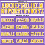 Personalized Purple Gold-White Stitched Cuffed Knit Hat Team Custom Name and Number