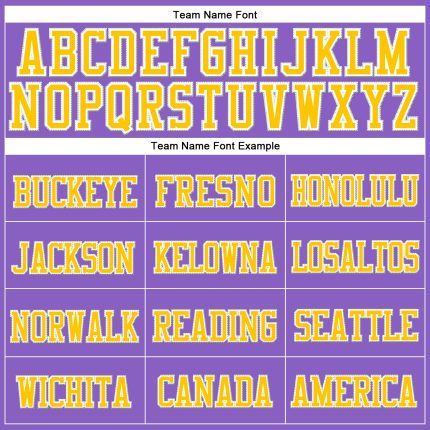 Personalized Purple Gold-White Stitched Cuffed Knit Hat Team Custom Name and Number
