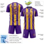 Personalized Purple Gold-White Stripes Sublimation Soccer Uniform Jersey Team Custom Name and Number