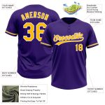 Personalized Purple Gold-White Two-Button Unisex Softball Jersey
