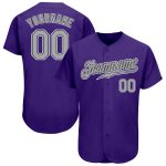 Personalized Purple Gray-Black Authentic Baseball Jersey Team Custom Name and Number