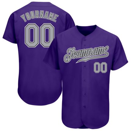 Personalized Purple Gray-Black Authentic Baseball Jersey Team Custom Name and Number