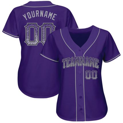 Personalized Purple Gray-Black Authentic Drift Fashion Baseball Jersey Team Custom Name and Number