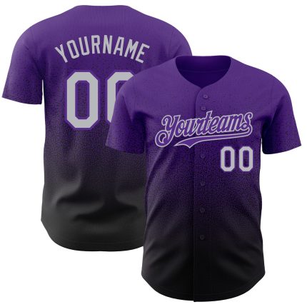 Personalized Purple Gray-Black Authentic Fade Fashion Baseball Jersey Team Custom Name and Number