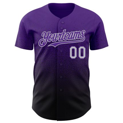 Personalized Purple Gray-Black Authentic Fade Fashion Baseball Jersey Team Custom Name and Number