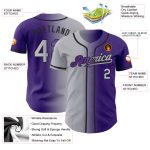 Personalized Purple Gray-Black Authentic Gradient Fashion Baseball Jersey Team Custom Name and Number