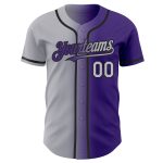 Personalized Purple Gray-Black Authentic Gradient Fashion Baseball Jersey Team Custom Name and Number