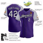 Personalized Purple Gray-Black Authentic Raglan Sleeves Baseball Jersey Team Custom Name and Number