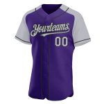 Personalized Purple Gray-Black Authentic Raglan Sleeves Baseball Jersey Team Custom Name and Number