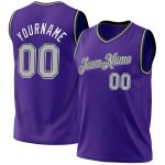 Personalized Purple Gray-Black Authentic Throwback Basketball Jersey