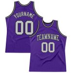 Personalized Purple Gray-Black Authentic Throwback Basketball Jersey Team Custom Name and Number