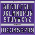 Personalized Purple Gray-Black Bomber Full-Snap Varsity Letterman Two Tone Jacket Team Custom Name and Number