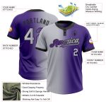 Personalized Purple Gray-Black Gradient Fashion Two-Button Unisex Softball Jersey Team Custom Name and Number