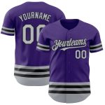 Personalized Purple Gray-Black Line Authentic Baseball Jersey Team Custom Name and Number