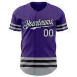 Personalized Purple Gray-Black Line Authentic Baseball Jersey Team Custom Name and Number