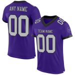 Personalized Purple Gray-Black Mesh Authentic Football Jersey Team Custom Name and Number