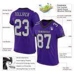 Personalized Purple Gray-Black Mesh Authentic Football Jersey Team Custom Name and Number