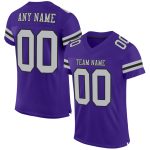 Personalized Purple Gray-Black Mesh Authentic Football Jersey