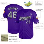 Personalized Purple Gray-Black Mesh Authentic Throwback Baseball Jersey Team Custom Name and Number
