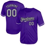 Personalized Purple Gray-Black Mesh Authentic Throwback Baseball Jersey Team Custom Name and Number