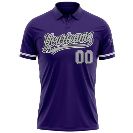 Personalized Purple Gray-Black Performance Vapor Golf Polo Shirt Team Custom Name and Number