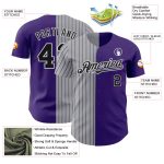 Personalized Purple Gray-Black Pinstripe Authentic Split Fashion Baseball Jersey