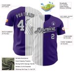 Personalized Purple Gray-Black Pinstripe Authentic Split Fashion Baseball Jersey Team Custom Name and Number