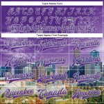 Personalized Purple Gray Denver Colorado City Edition 3D Bomber Full-Snap Varsity Letterman Jacket Team Custom Name and Number