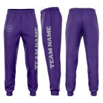 Personalized Purple Gray Fleece Jogger Sweatpants Team Custom Name and Number