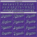Personalized Purple Gray-Navy Bomber Full-Snap Varsity Letterman Jacket Team Custom Name and Number