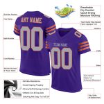 Personalized Purple Gray-Orange Mesh Authentic Football Jersey Team Custom Name and Number