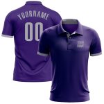 Personalized Purple Gray Performance Golf Polo Shirt Team Custom Name and Number