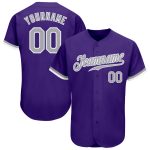 Personalized Purple Gray-White Authentic Baseball Jersey Team Custom Name and Number