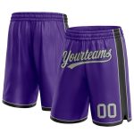 Personalized Purple Gray-White Authentic Basketball Shorts Team Custom Name and Number