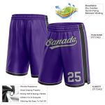 Personalized Purple Gray-White Authentic Basketball Shorts Team Custom Name and Number