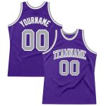 Personalized Purple Gray-White Authentic Throwback Basketball Jersey Team Custom Name and Number