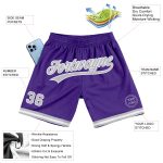 Personalized Purple Gray-White Authentic Throwback Basketball Shorts