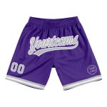 Personalized Purple Gray-White Authentic Throwback Basketball Shorts