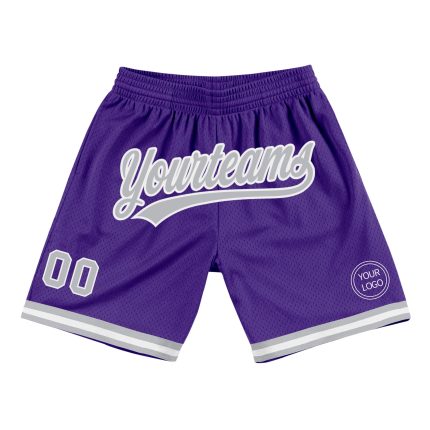 Personalized Purple Gray-White Authentic Throwback Basketball Shorts