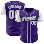 Personalized Purple Gray-White Authentic Two Tone Baseball Jersey Team Custom Name and Number