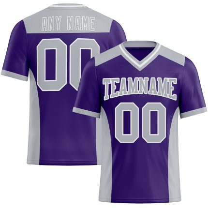 Personalized Purple Gray-White Mesh Authentic Football Jersey