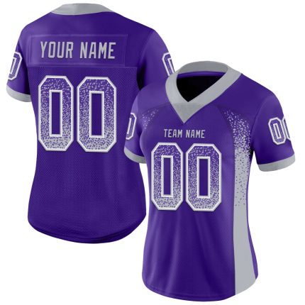 Personalized Purple Gray-White Mesh Drift Fashion Football Jersey Team Custom Name and Number