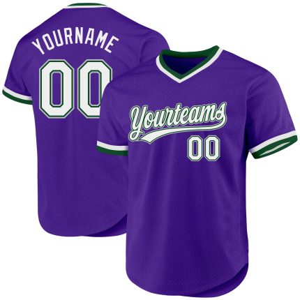 Personalized Purple Green-Gray Authentic Throwback Baseball Jersey Team Custom Name and Number