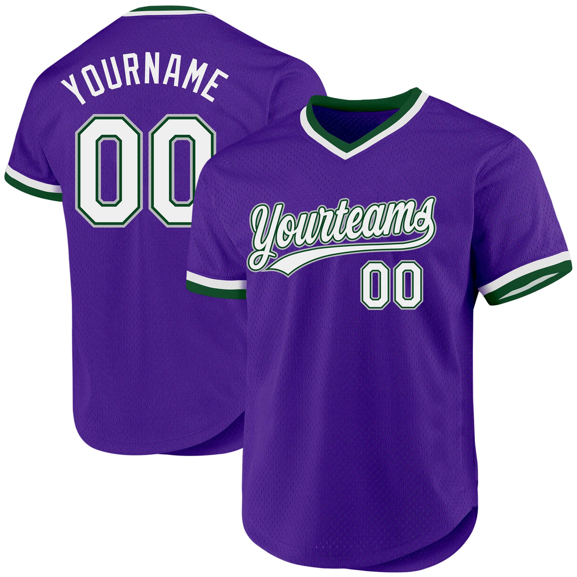 Personalized Purple Green-Gray Authentic Throwback Baseball Jersey Team Custom Name and Number
