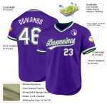 Personalized Purple Green-Gray Authentic Throwback Baseball Jersey Team Custom Name and Number