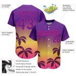 Personalized Purple Hot Pink 3D Pattern Design Hawaii Palm Trees Authentic Baseball Jersey Team Custom Name and Number