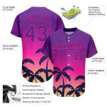Personalized Purple Hot Pink 3D Pattern Design Hawaii Palm Trees Authentic Baseball Jersey