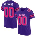 Personalized Purple Hot Pink-Black Mesh Authentic Football Jersey Team Custom Name and Number